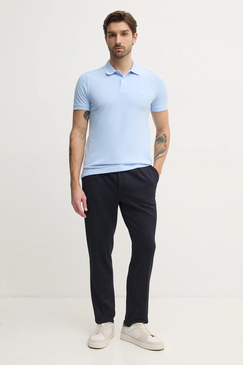 Бавовняне поло United Colors of Benetton колір рожевий однотонне 3089J3179