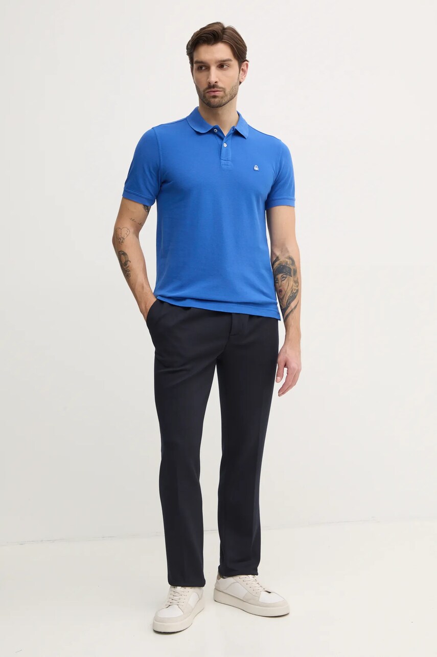 Бавовняне поло United Colors of Benetton колір рожевий однотонне 3089J3179