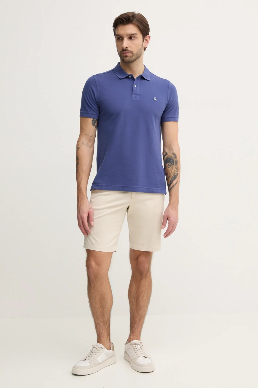Бавовняне поло United Colors of Benetton колір рожевий однотонне 3089J3179