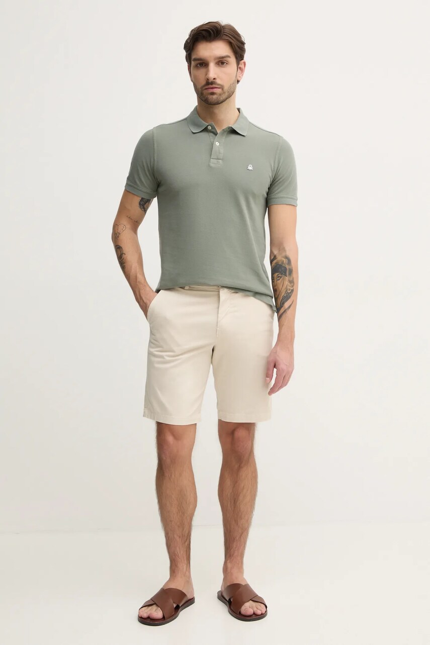 Бавовняне поло United Colors of Benetton колір рожевий однотонне 3089J3179