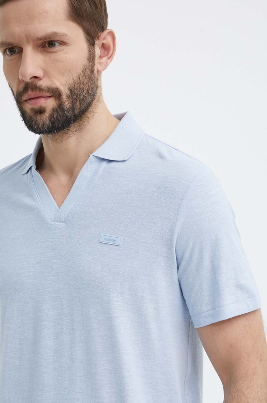 Поло з домішкою льону Calvin Klein однотонне K10K112959