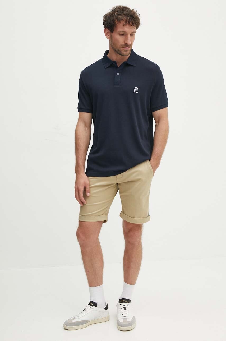 Бавовняне поло Tommy Hilfiger колір синій однотонний