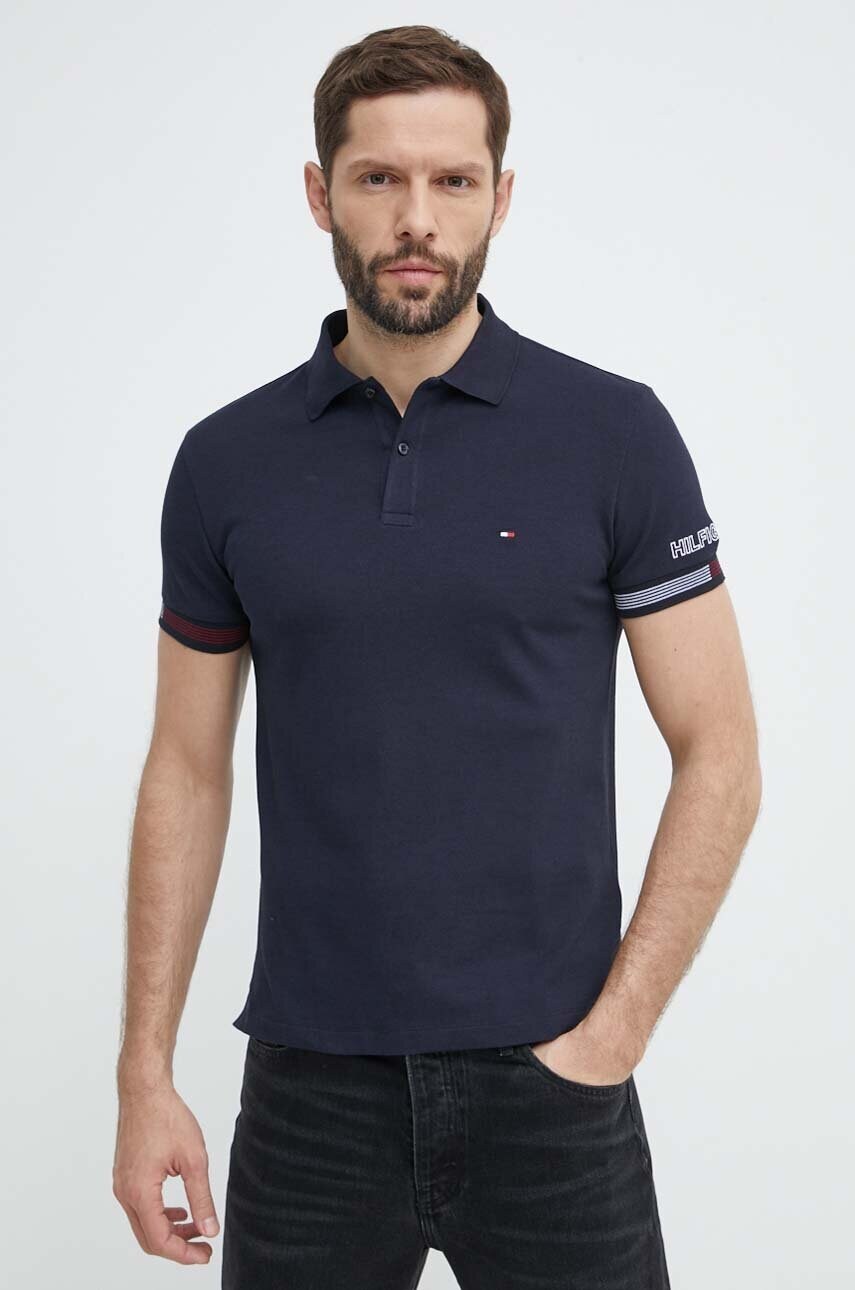 Поло Tommy Hilfiger чоловіче колір синій однотонне MW0MW34780