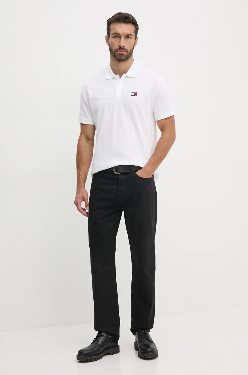 Купити Бавовняне поло Tommy Jeans колір білий однотонне DM0DM18314 – головне зображення