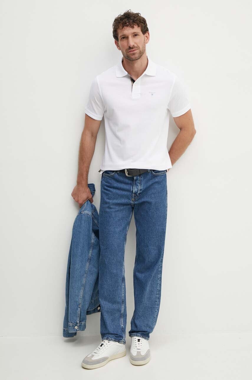 Бавовняне поло Barbour Tartan Pique Polo колір білий з аплікацією MML0012