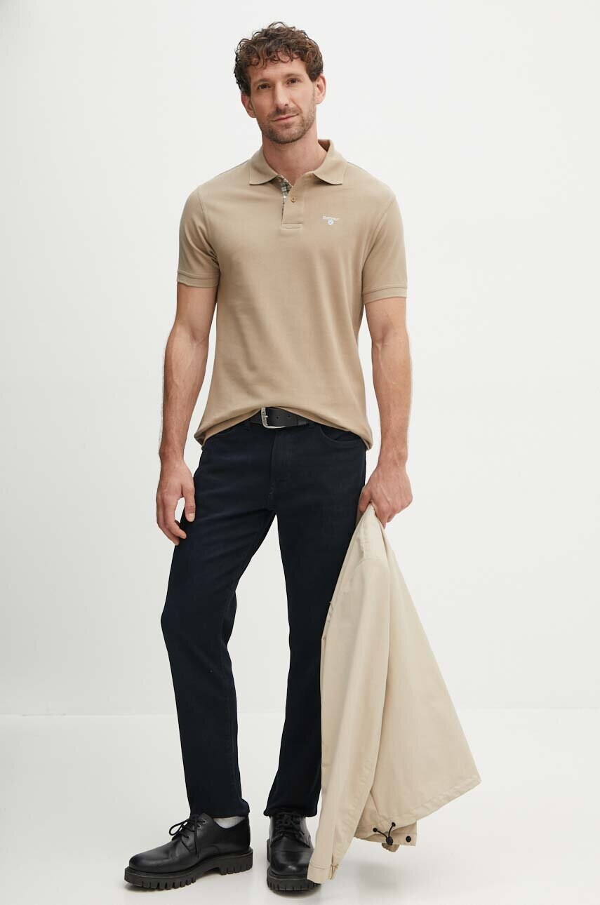 Бавовняне поло Barbour Tartan Pique Polo колір бежевий з аплікацією MML0012