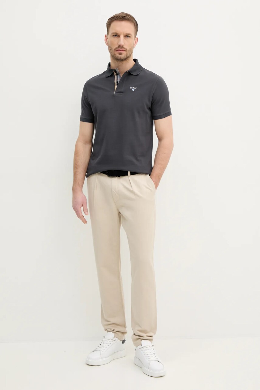 Бавовняне поло Barbour Tartan Pique Polo колір синій з аплікацією MML0012