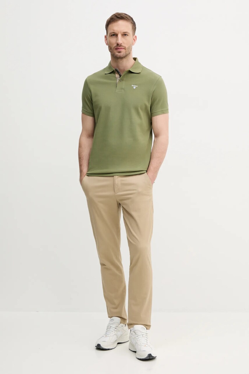 Бавовняне поло Barbour Tartan Pique Polo колір зелений з аплікацією MML0012
