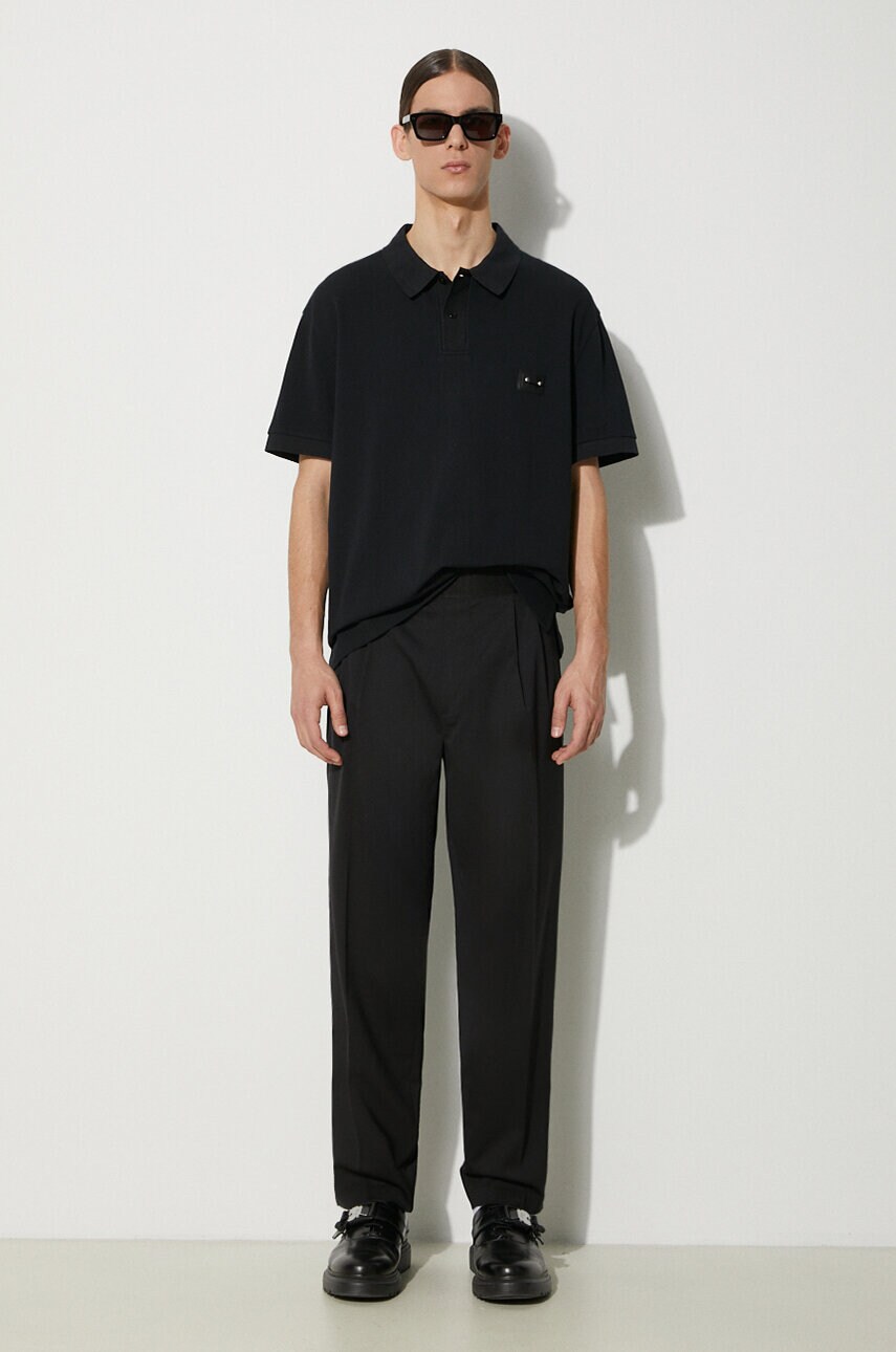 Бавовняне поло Neil Barrett Loose Pierced Nipple Polo колір чорний однотонне MY70223A-Y517-001N