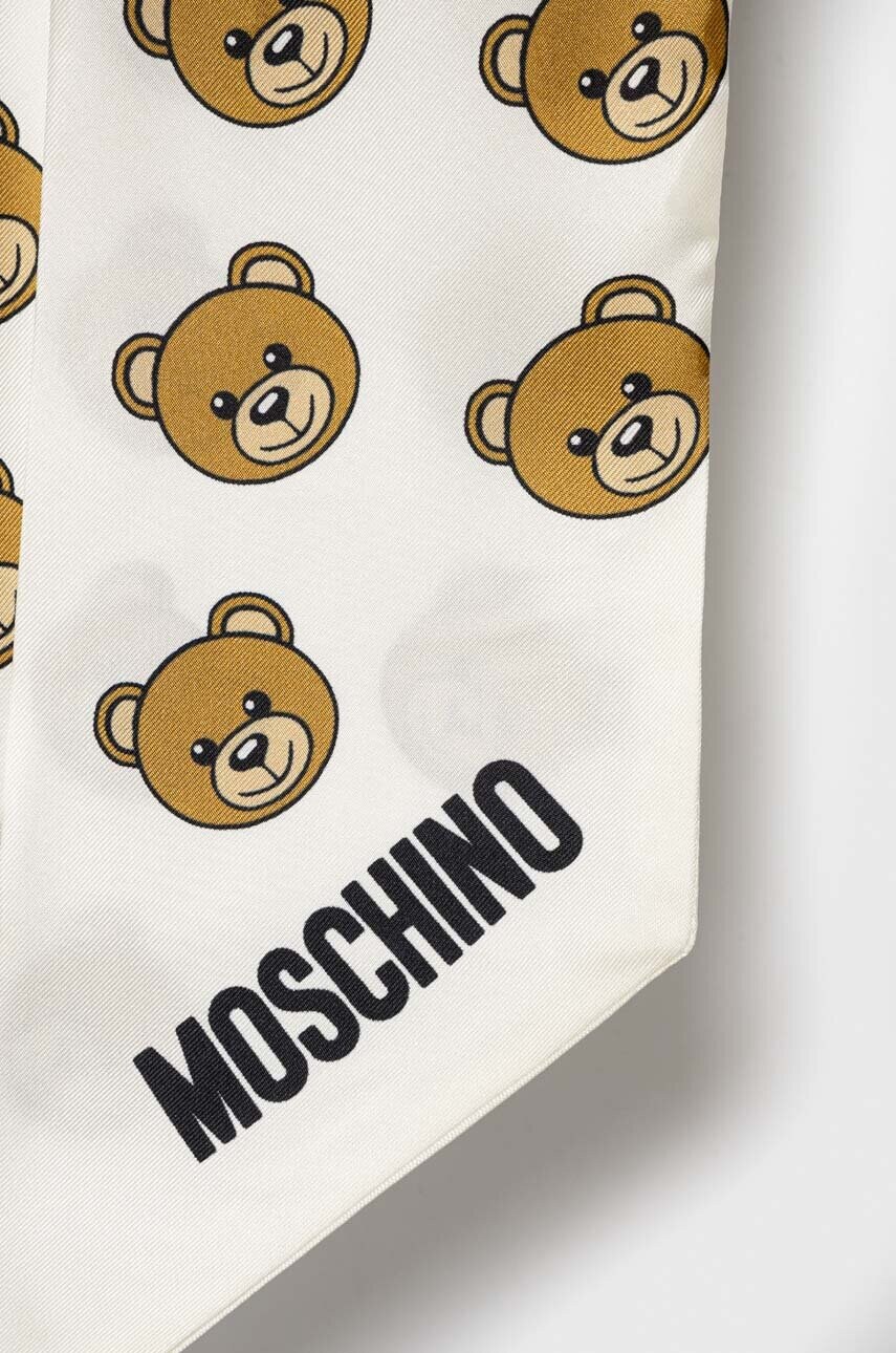 Шовкова хустка на шию Moschino колір білий візерунок