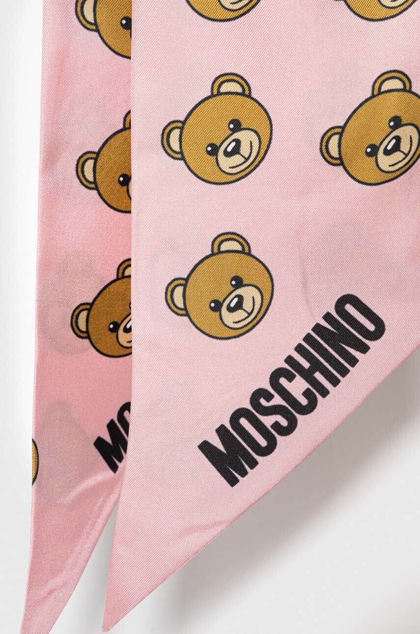 Шовкова хустка на шию Moschino колір рожевий візерунок