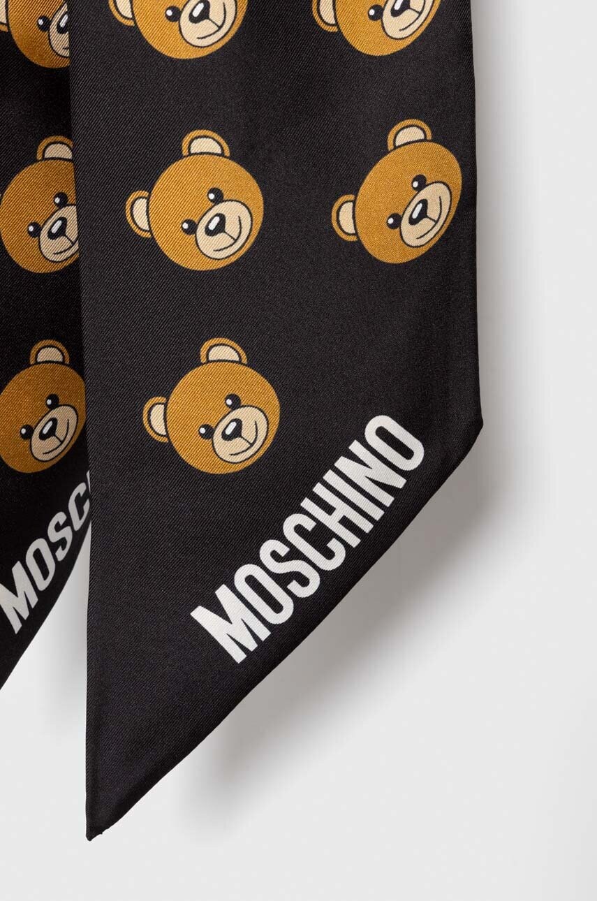 Шовкова хустка на шию Moschino колір чорний візерунок