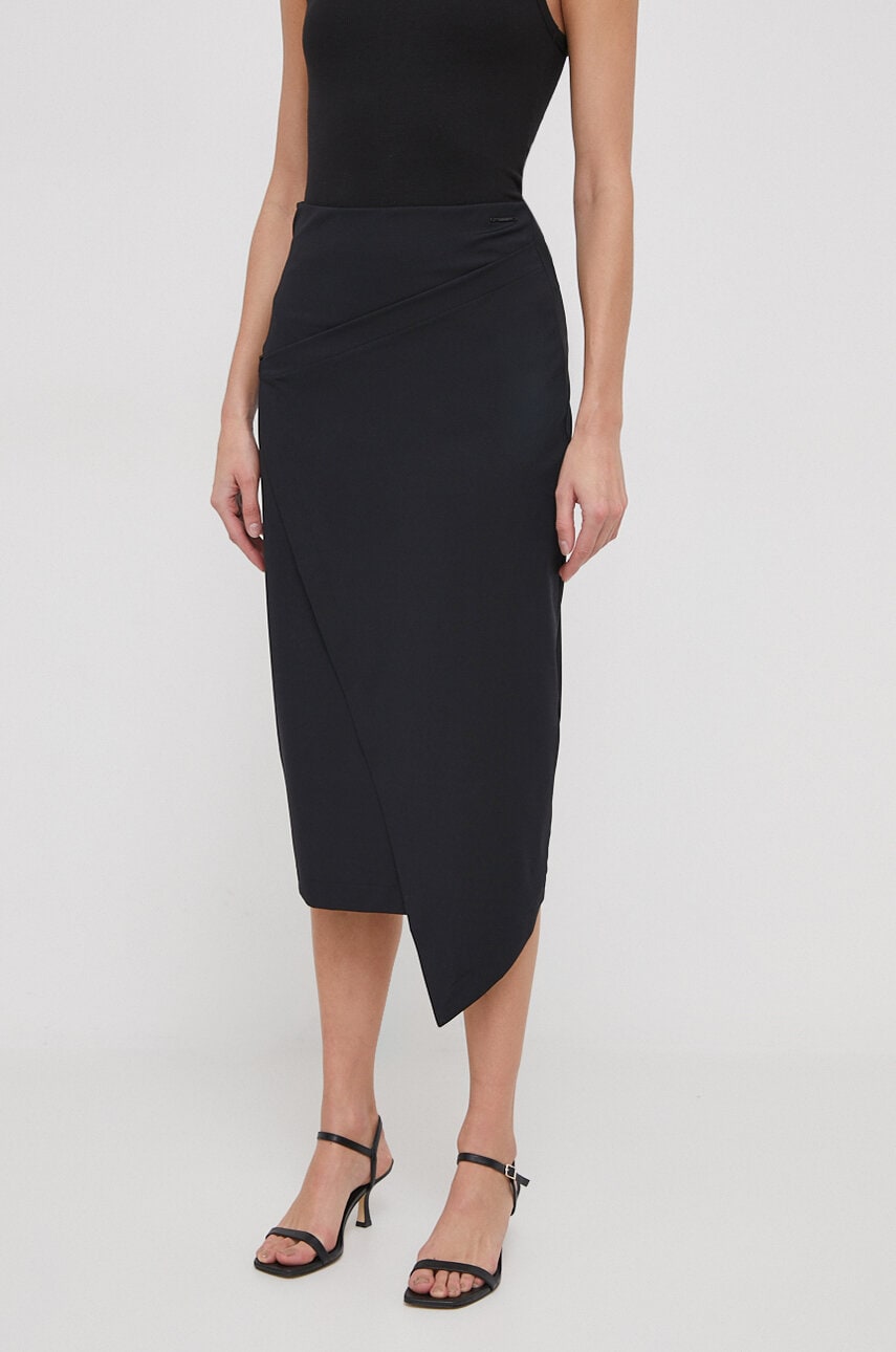 Спідниця Calvin Klein колір чорний midi олівець