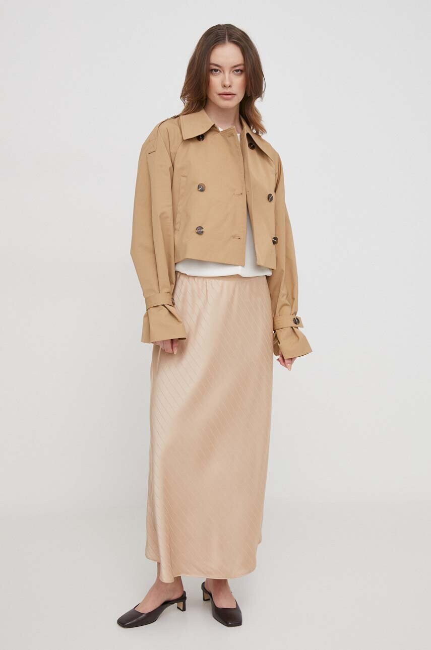 Спідниця Dkny колір бежевий maxi розкльошена