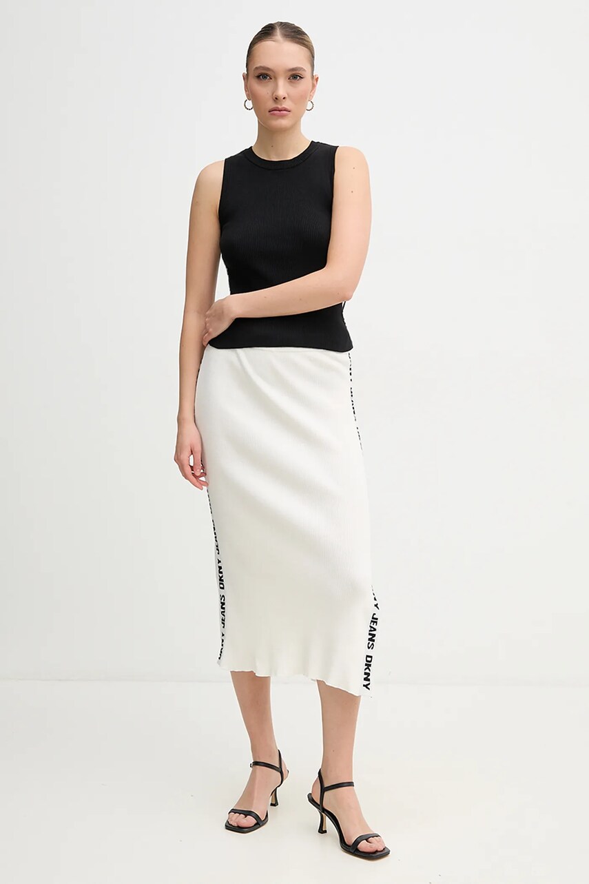 Спідниця Dkny колір білий midi олівець