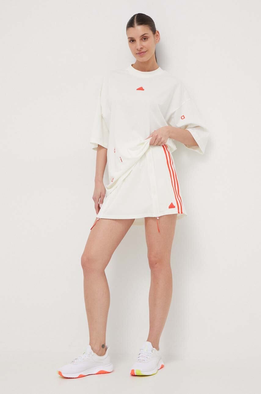 Спідниця adidas колір бежевий mini пряма