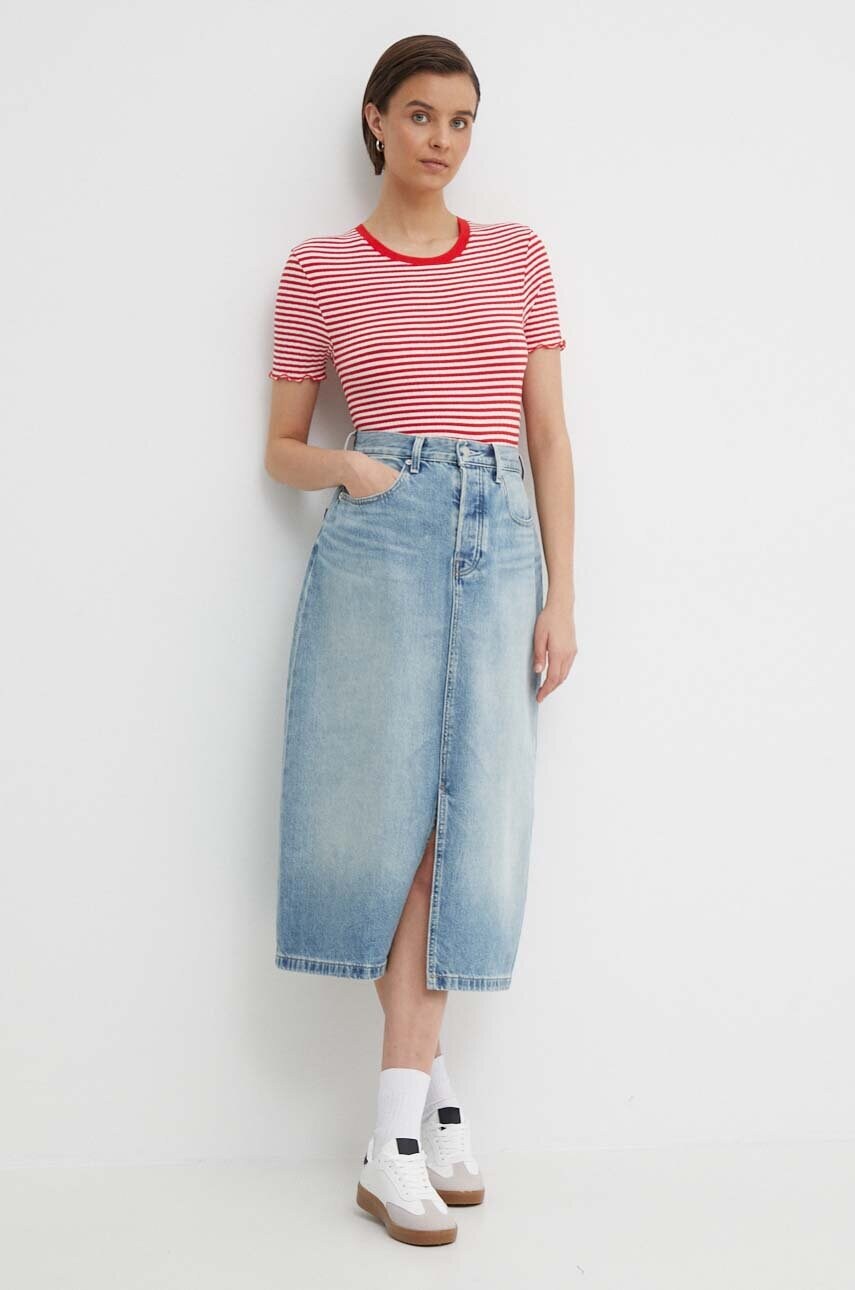 Джинсова спідниця Tommy Hilfiger midi розкльошена WW0WW42882