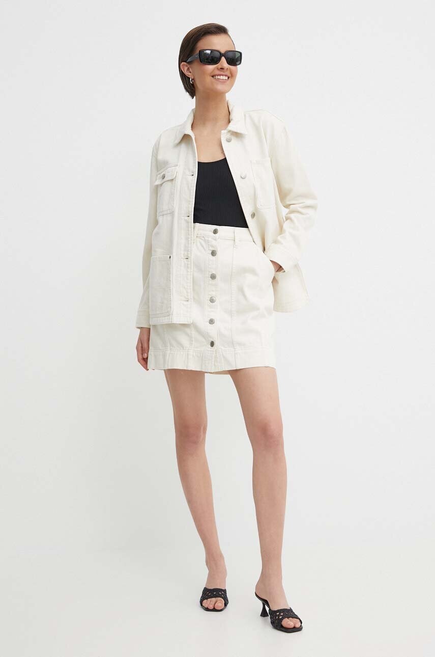 Джинсова спідниця Lauren Ralph Lauren колір бежевий mini розкльошена 200934630