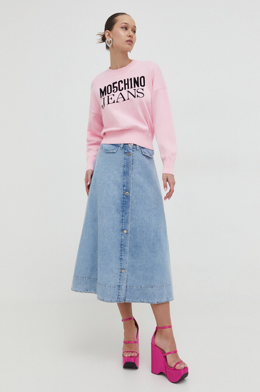 Джинсова спідниця Moschino Jeans midi розкльошена