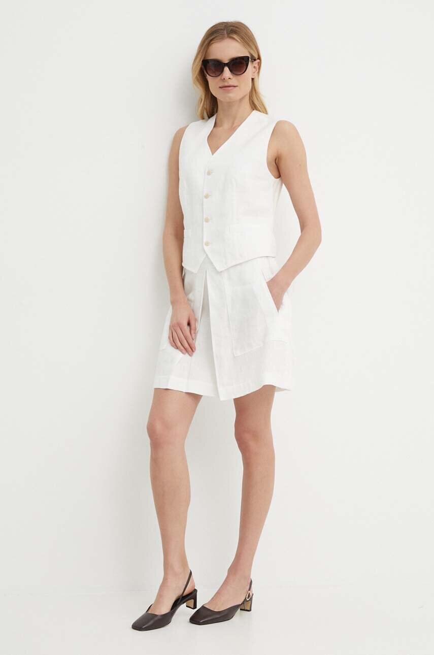 Льняна спідниця Polo Ralph Lauren колір білий mini розкльошена 211935410