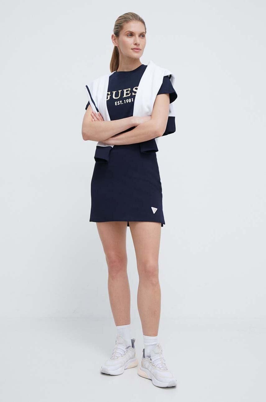 Спідниця Guess колір синій mini пряма