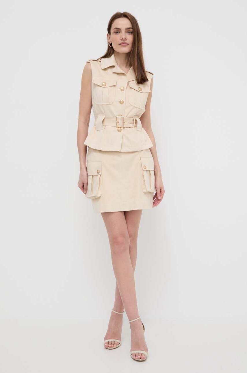 Спідниця Guess PRIMROSE колір бежевий mini розкльошена W4GD0I WG6T0