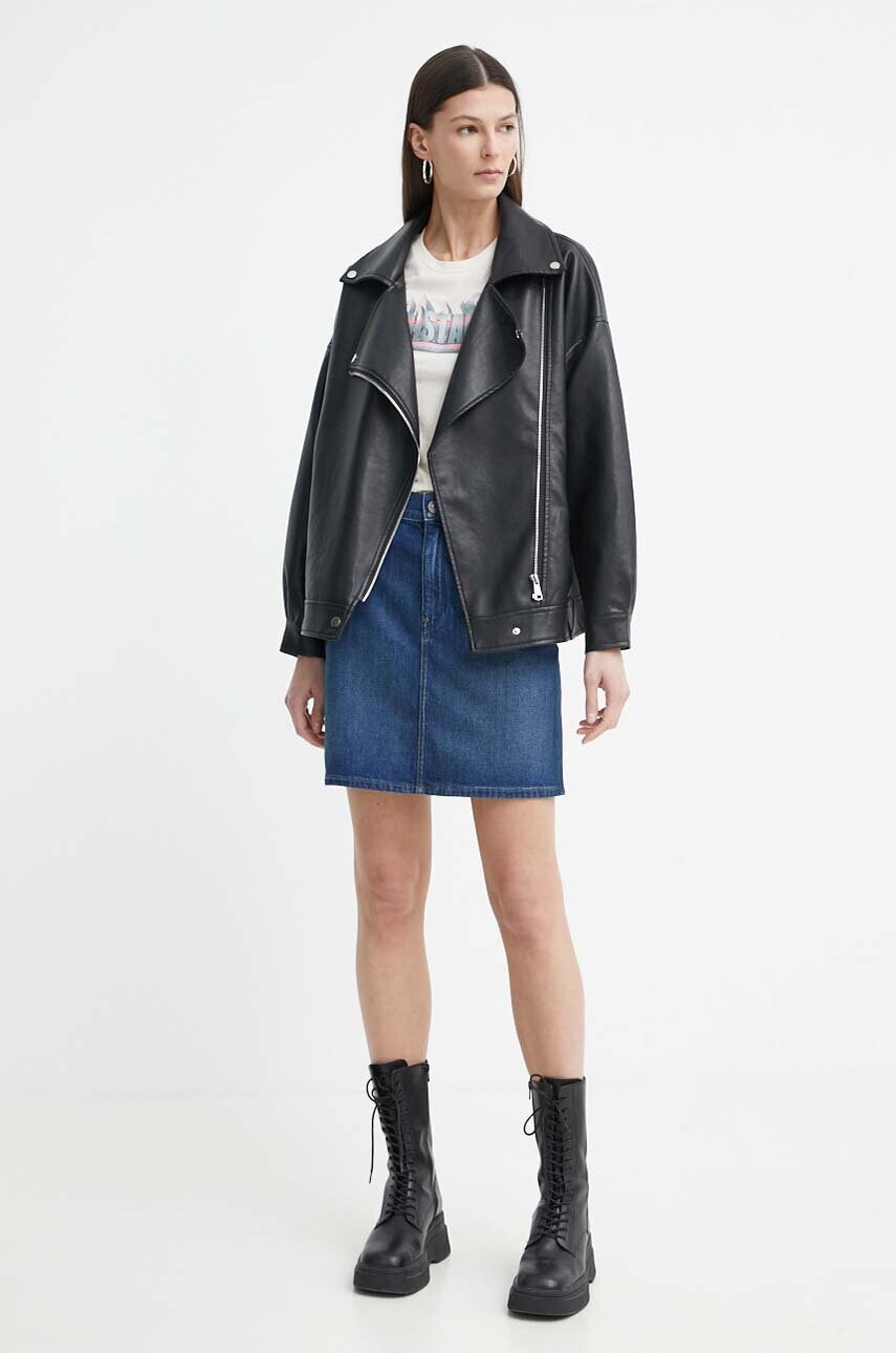 Джинсова спідниця G-Star Raw колір синій mini пряма