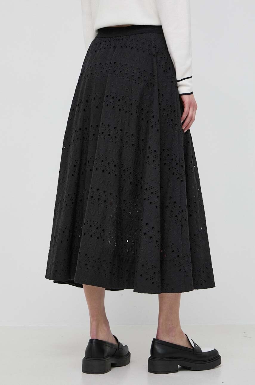 Бавовняна спідниця Karl Lagerfeld колір чорний maxi розкльошена