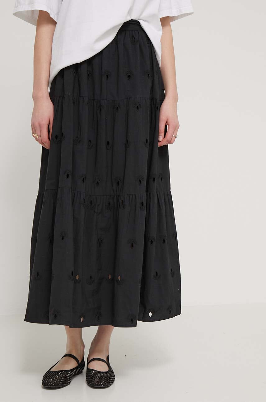 Бавовняна спідниця Desigual VICENZA колір чорний maxi розкльошена 24SWFW05