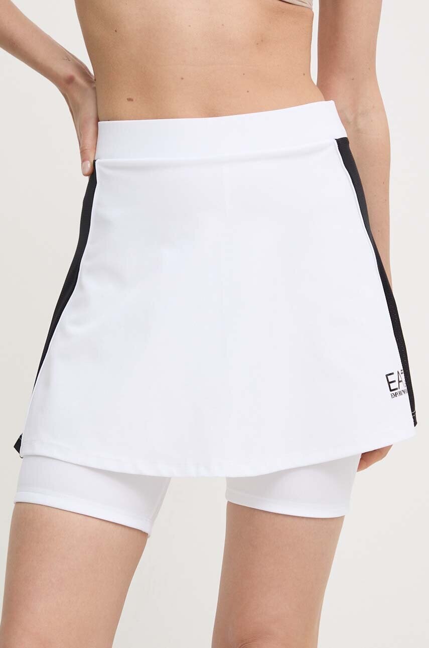 Спортивна спідниця EA7 Emporio Armani колір білий mini розкльошена
