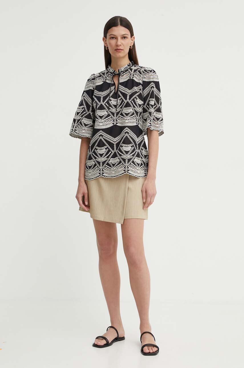 Штани-спідниця Bruuns Bazaar CindySusBBElica skirt/shorts колір бежевий однотонні висока посадка BBW4024
