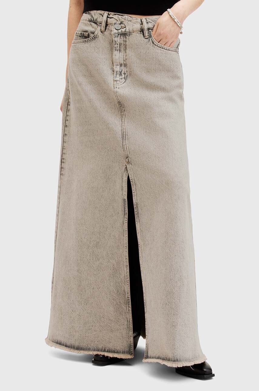 Джинсова бавовняна спідниця AllSaints NOIR MAXI SKIRT колір бежевий maxi пряма W045RA