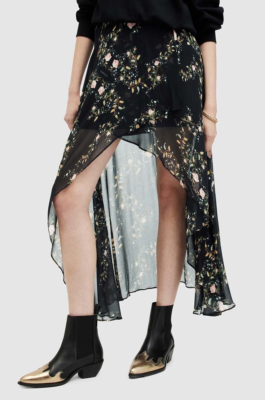Спідниця AllSaints SLVINA OTO SKIRT колір чорний maxi розкльошена WS525Z