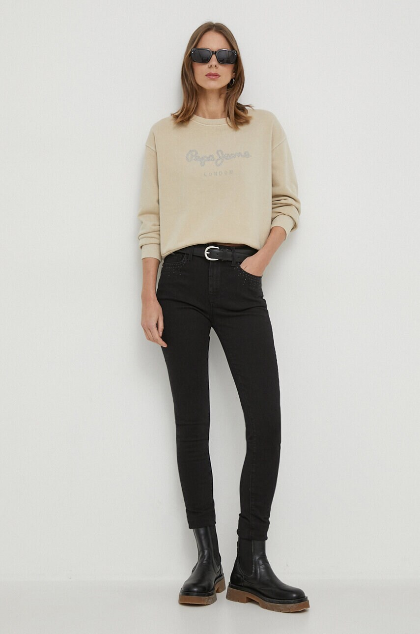 Джинси Pepe Jeans SKINNY HW SPARKLE жіночі колір чорний PL204606