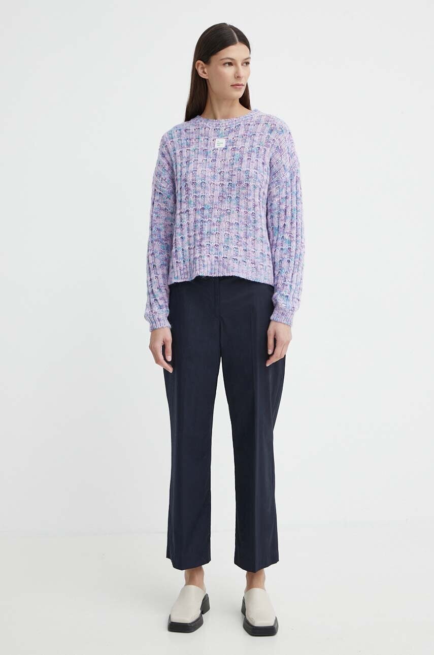 Штани PS Paul Smith жіночі колір синій прямі висока посадка W2R.319T.M30368