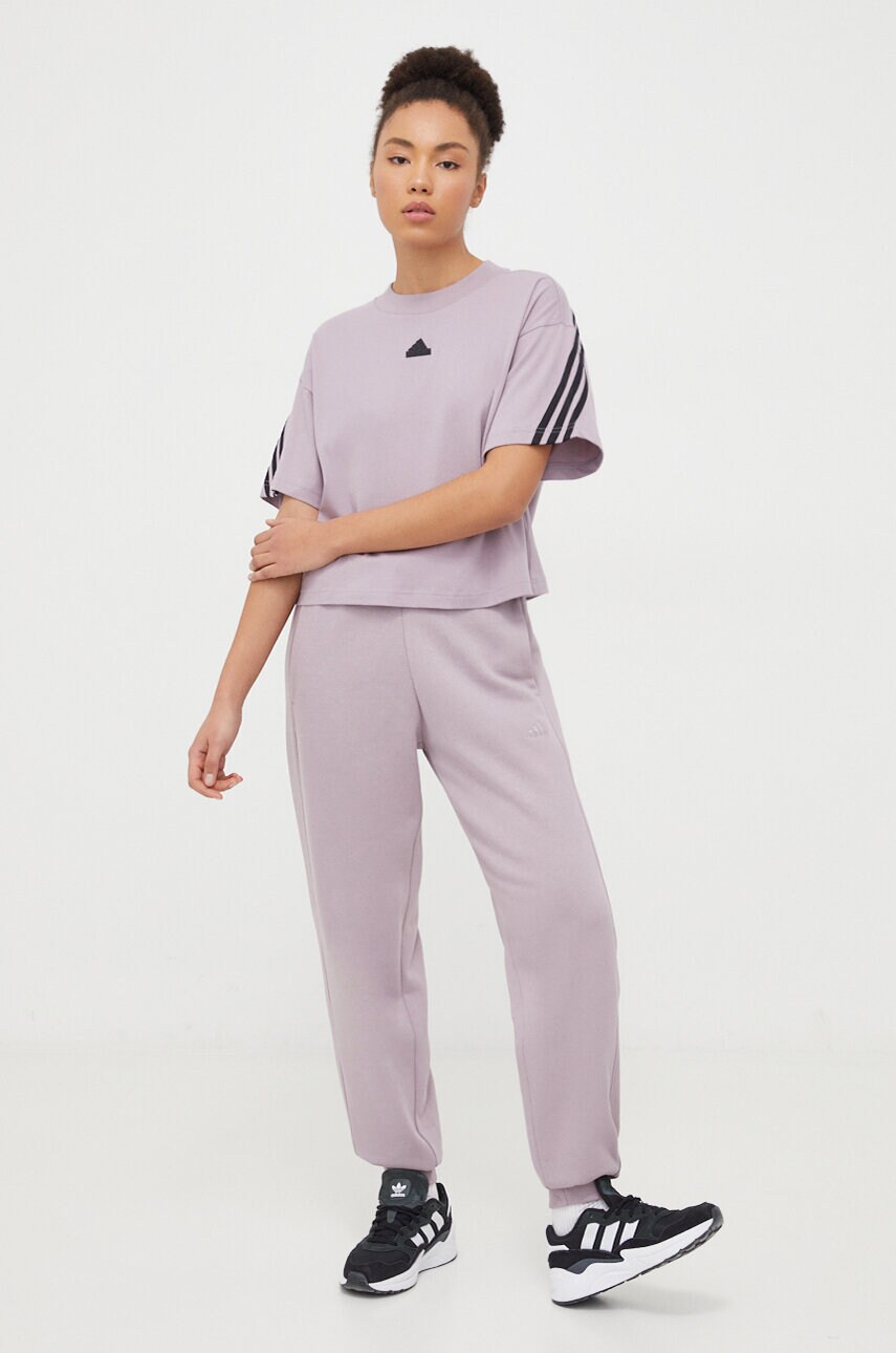 Спортивні штани adidas колір фіолетовий однотонні
