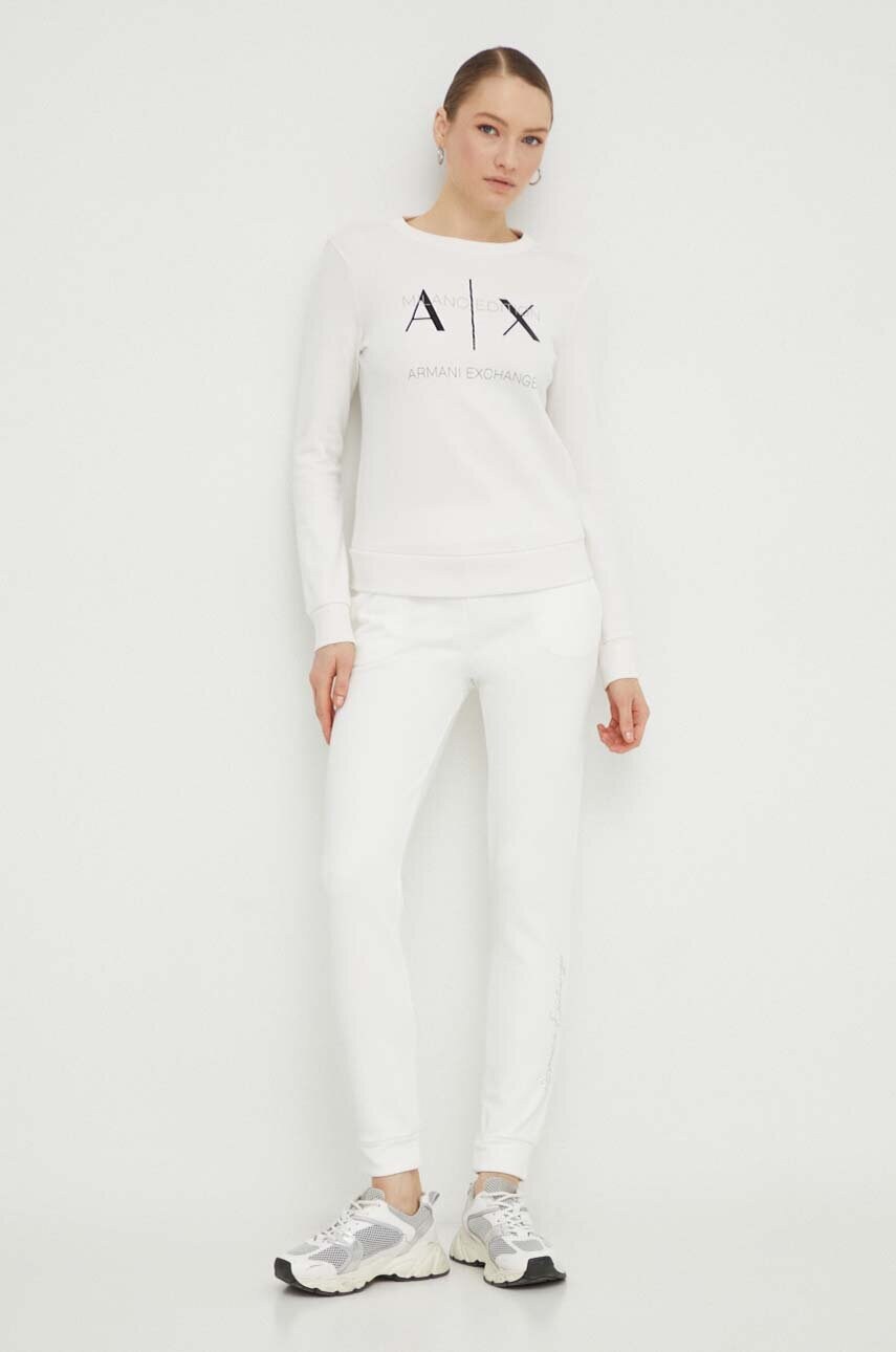 Спортивні штани Armani Exchange колір бежевий однотонні