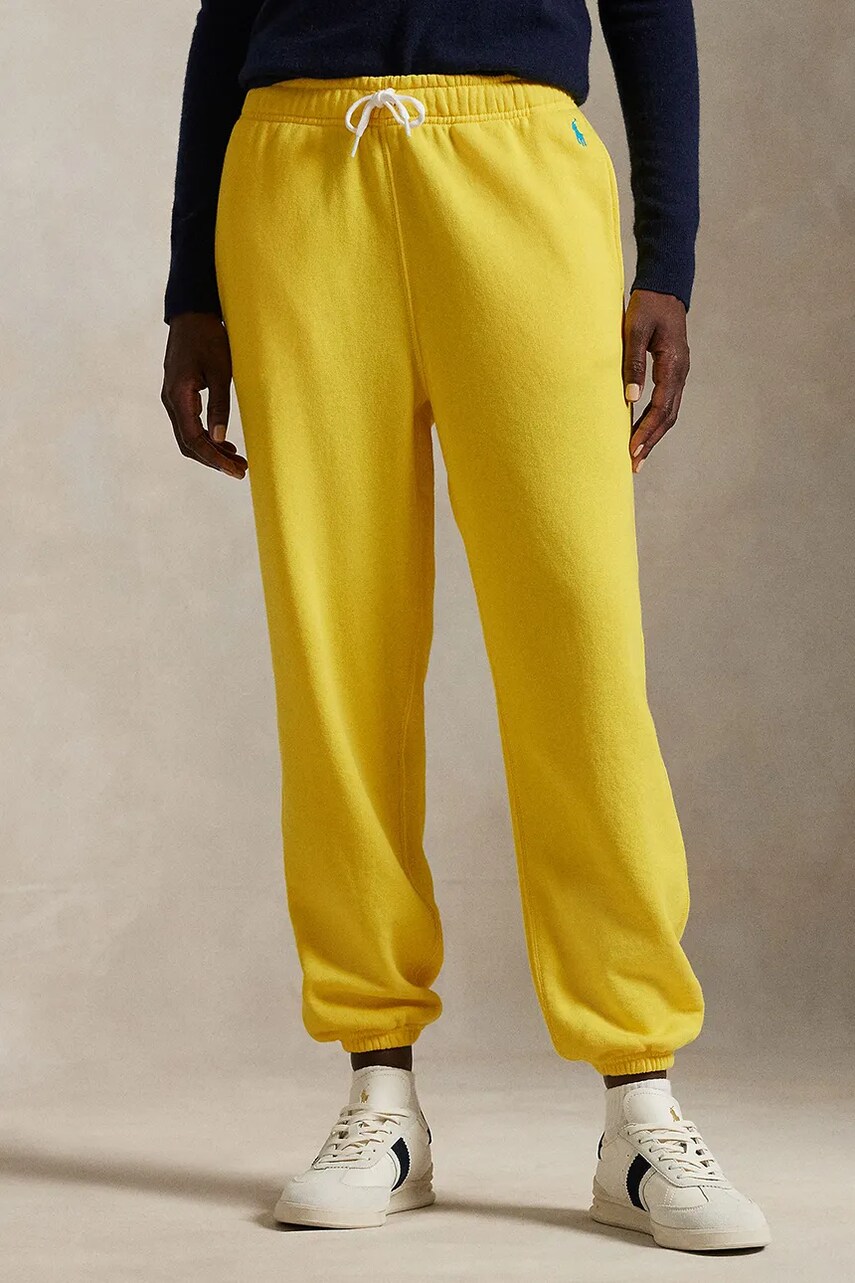 Бавовняні спортивні штани Polo Ralph Lauren колір жовтий однотонні 211935585