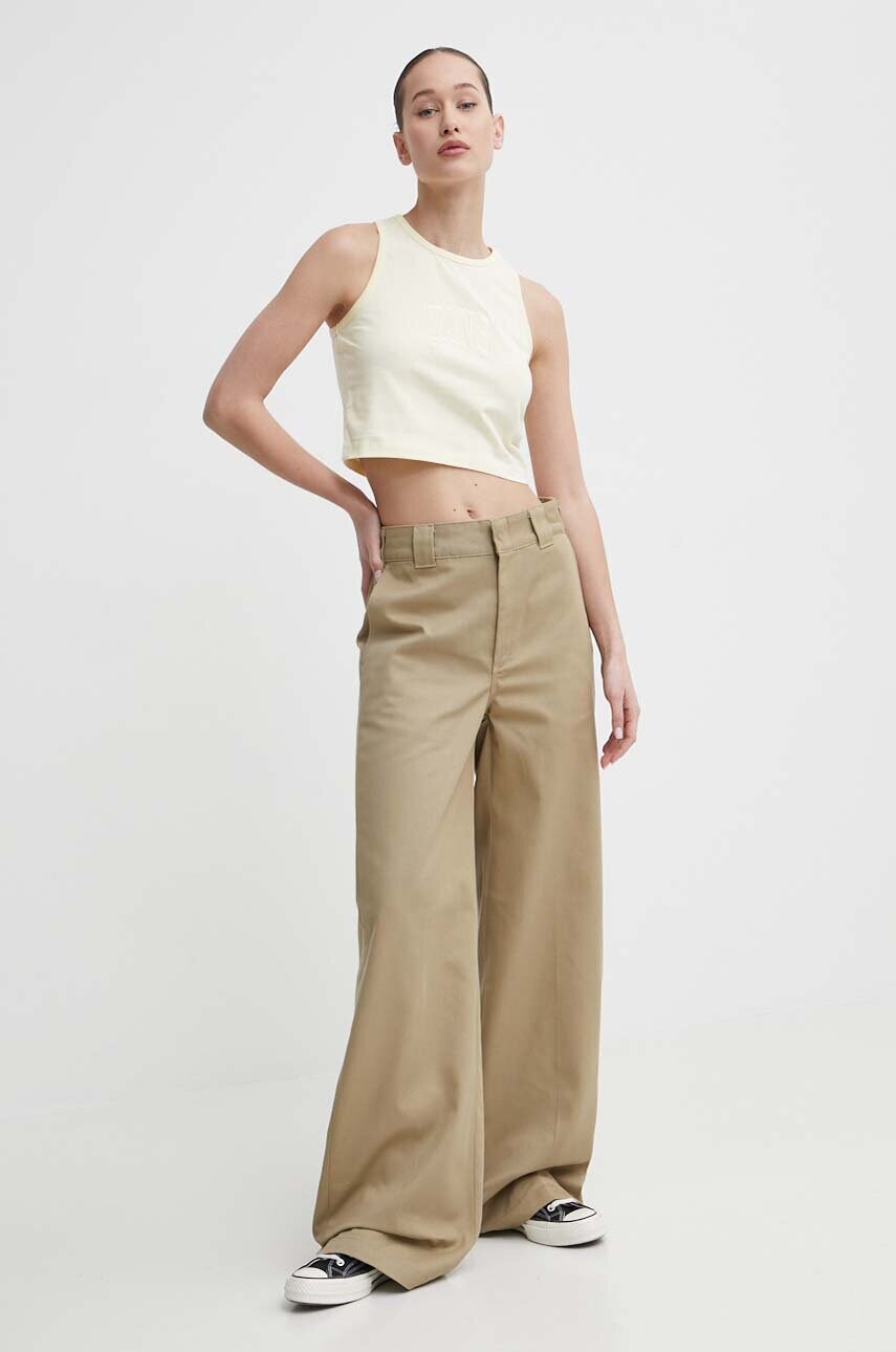 Штани Dickies WIDE LEG WORK PANT W жіночі колір зелений широкі висока посадка DK0A4YSE
