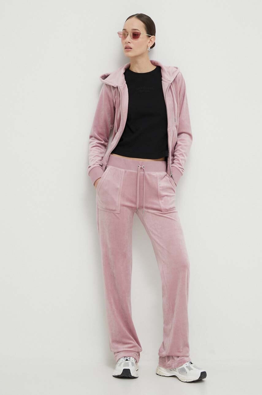 Спортивні велюрові штани Juicy Couture колір рожевий однотонні