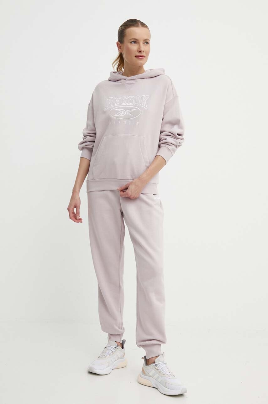 Бавовняні спортивні штани Reebok Classic Archive Essentials колір рожевий однотонні 100076215