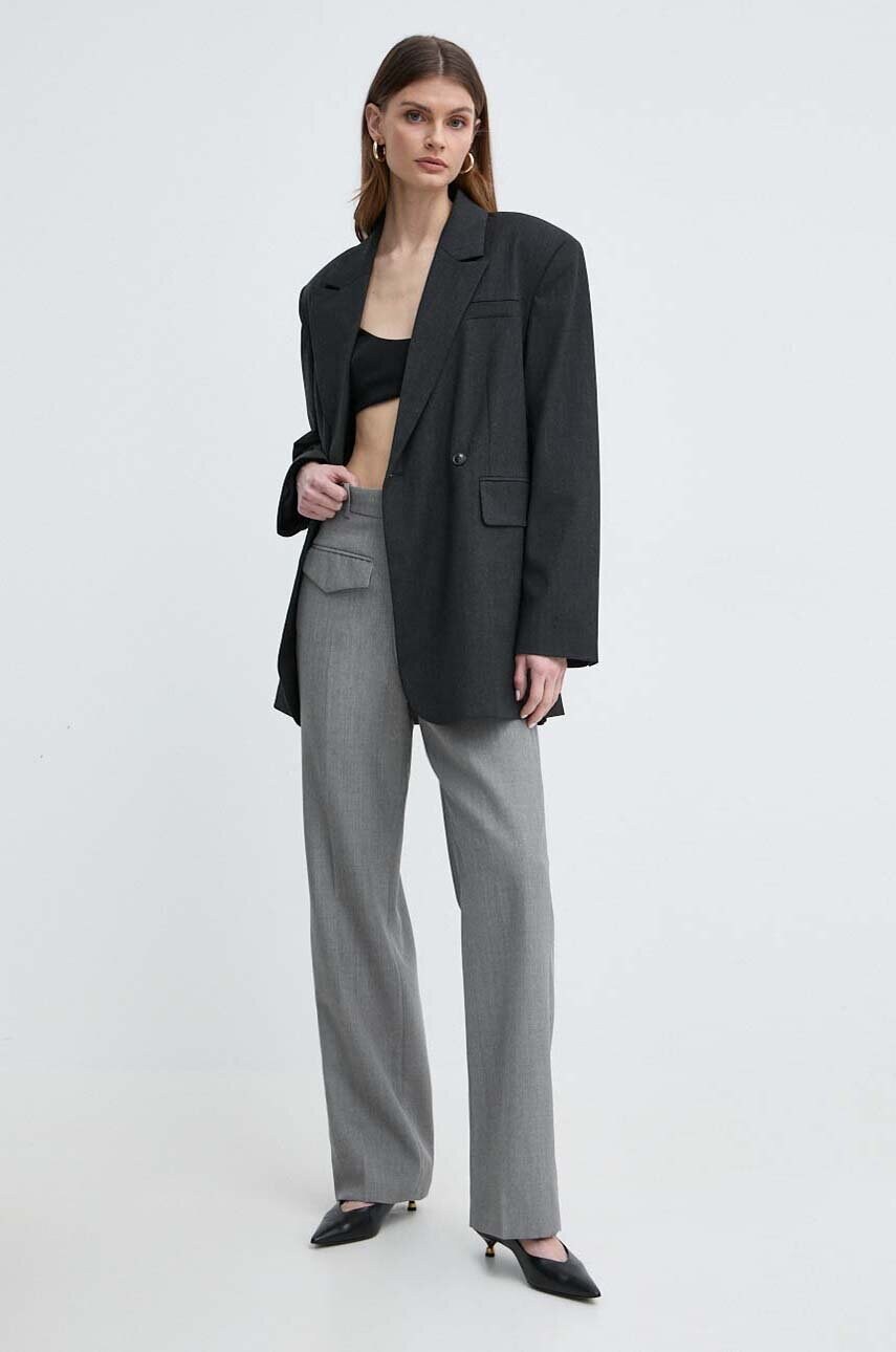 Вовняні штани Victoria Beckham колір сірий фасон chinos висока посадка 1224WTR005385A