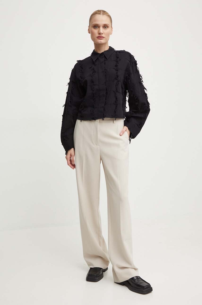 Штани Bruuns Bazaar BrassicaBBEleza pants жіночі колір бежевий широкі висока посадка BBW3304
