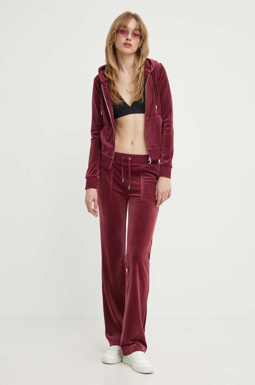Спортивні велюрові штани Juicy Couture колір бордовий однотонні JCAP180