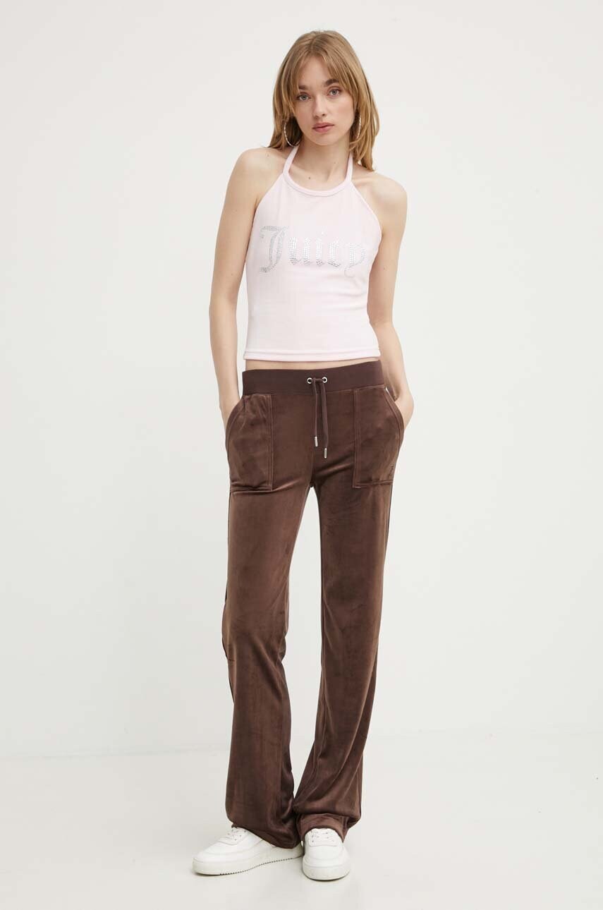 Спортивні велюрові штани Juicy Couture колір коричневий однотонні JCAP180EU