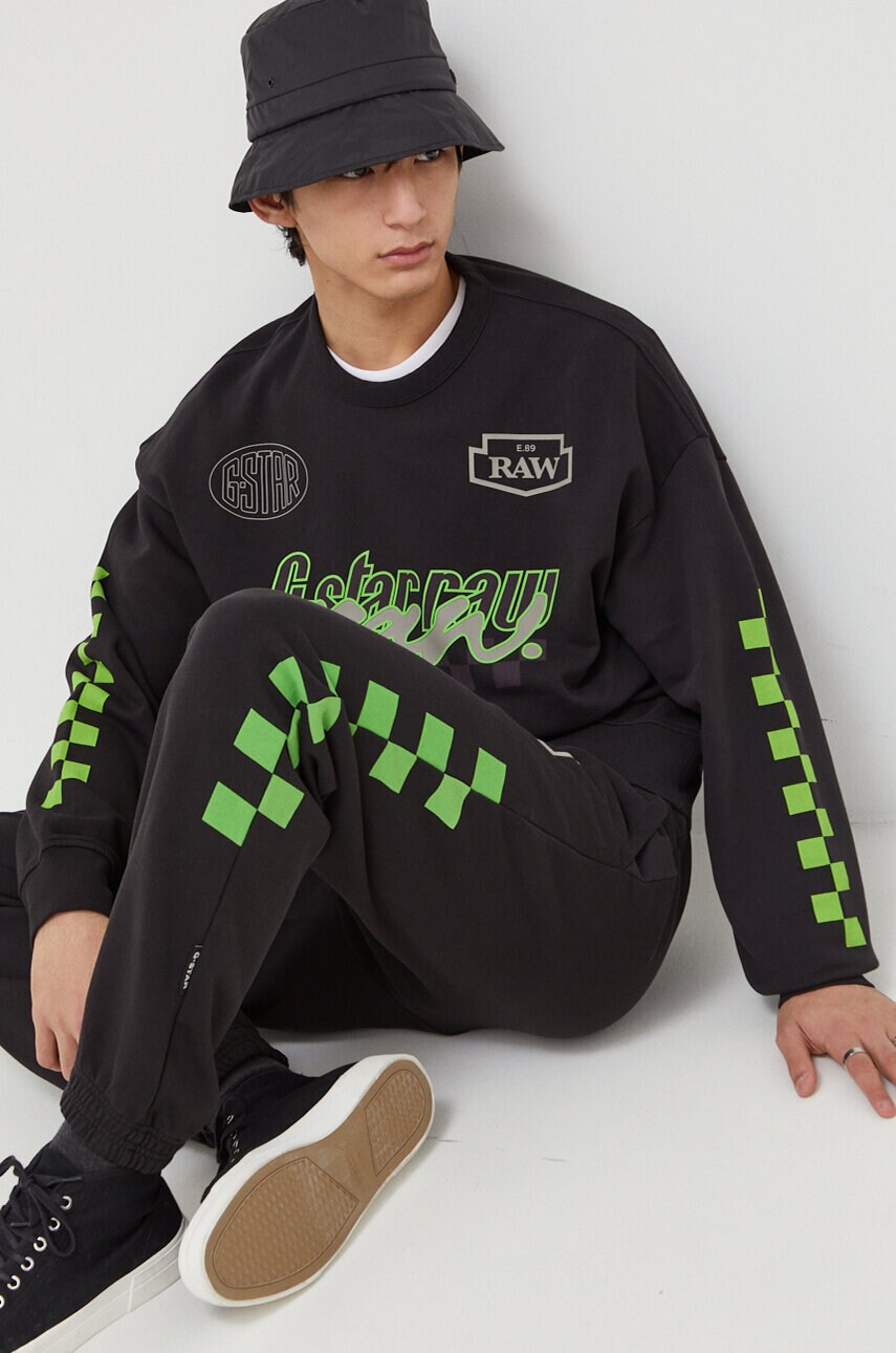 Бавовняні спортивні штани G-Star Raw колір чорний з принтом
