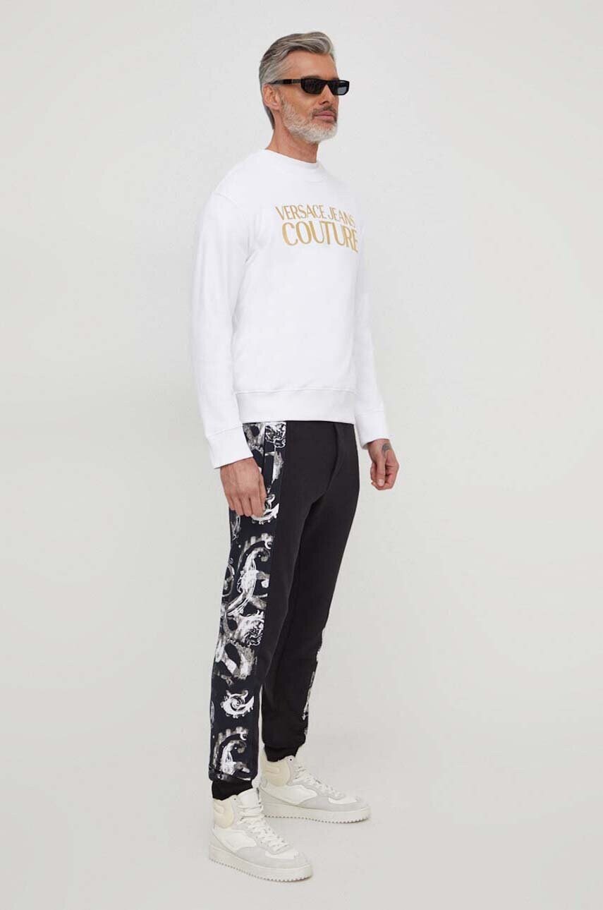 Бавовняні спортивні штани Versace Jeans Couture колір чорний візерунок