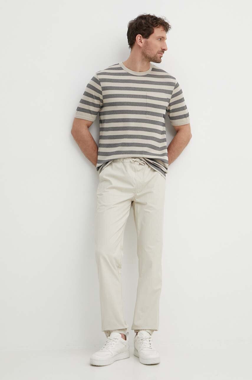 Штани Pepe Jeans PULL ON CUFFED SMART PANTS чоловічі колір бежевий облягаючі PM211687
