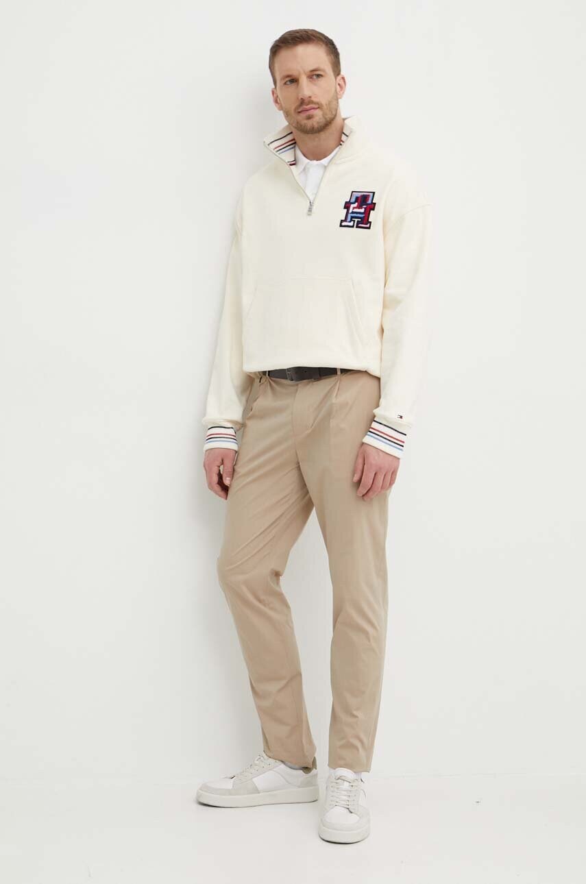 Штани Tommy Hilfiger чоловічі колір бежевий облягаючі MW0MW34891