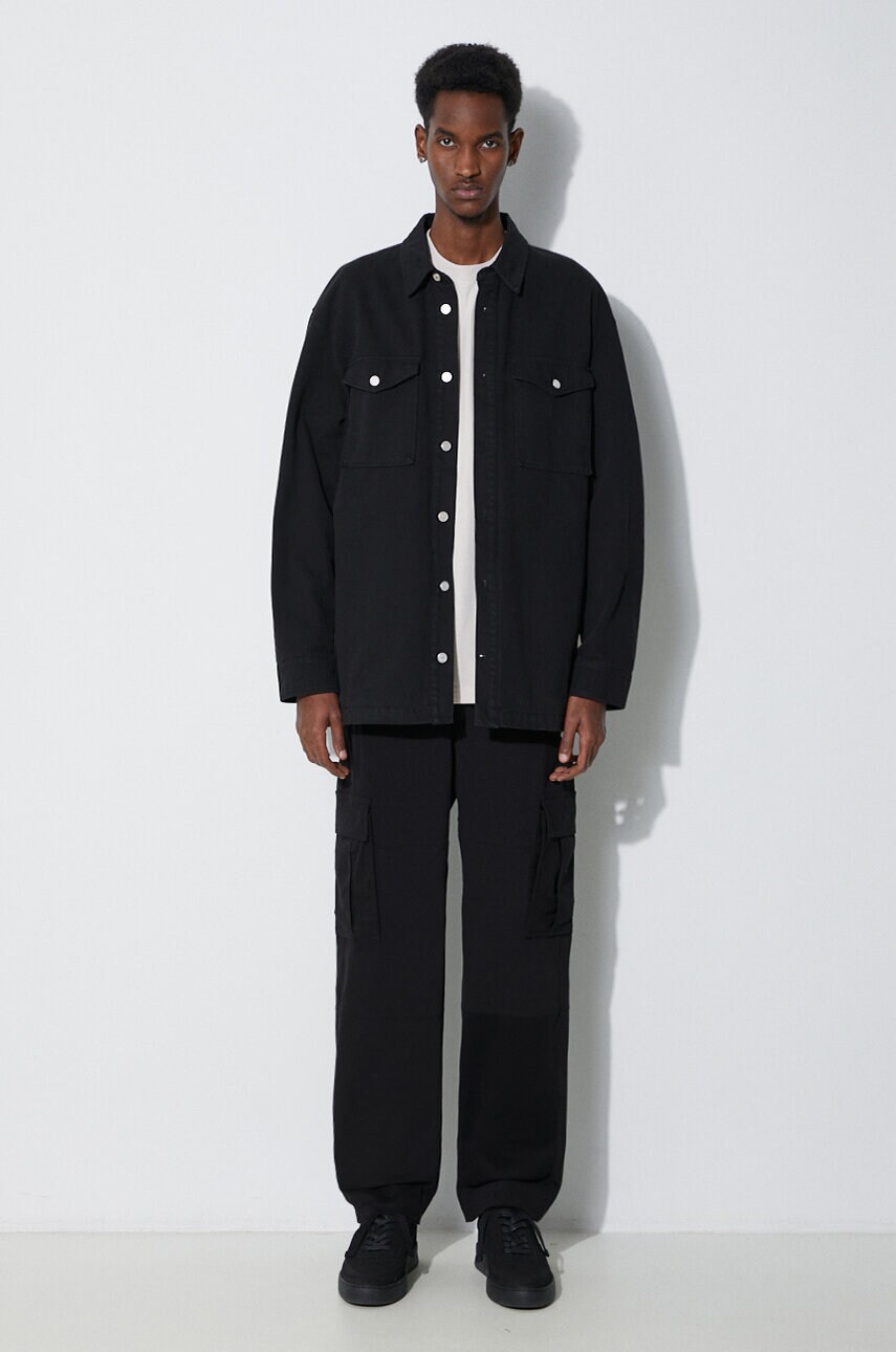 Штани Marcelo Burlon Cross Cotton Cargo чоловічі колір чорний фасон cargo CMCF014S24FAB0011001